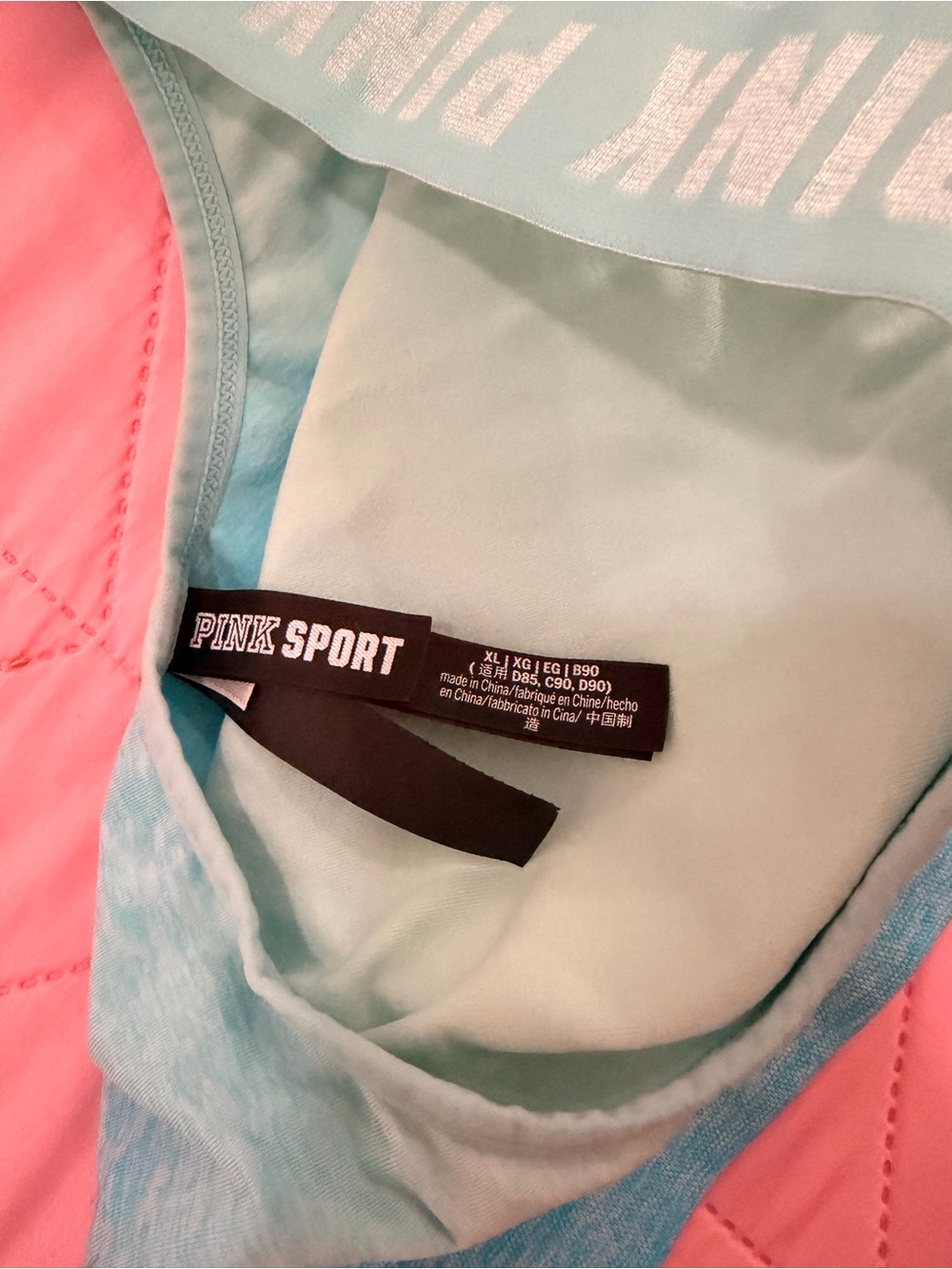 PINK Victoria's Secret Ombre Light Teal to Blue Sports Bra - Picture 2 of 3